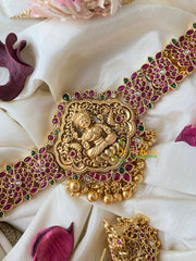 Premium Lakshmi Pendant High Neck Choker-Gold Bead-G4578