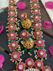 Precious Jadau Kundan haram with pendant-J186