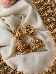 Premium Antique Temple Haram -AD Stone Layer Lakshmi haram-G4480