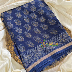 Blue Chanderi Handloom Saree -Chrysanthemum-VS1891