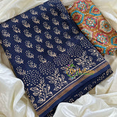Blue Chanderi Handloom Saree -Dotted Flower-VS1893