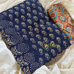 Blue Chanderi Handloom Saree -Dotted Flower-VS1893