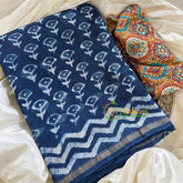 Blue Chanderi Handloom Saree -Flower-VS1894