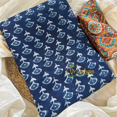 Blue Chanderi Handloom Saree -Flower-VS1894