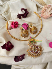Premium AD Stone Pendant Hasli Choker-G4582