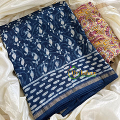 Blue Chanderi Handloom Saree -Paisley-VS1895