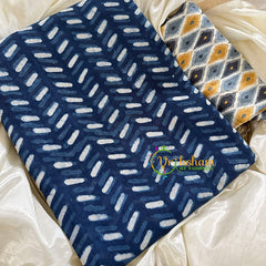 Blue Chanderi Handloom Saree -Leaves-VS1896