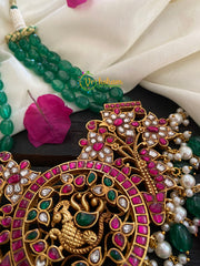 Green Bead Layered Royal Jadau Kundan -J196