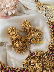 Premium Cluster Pearl Lakshmi Maanga Short Neckpiece-G4483