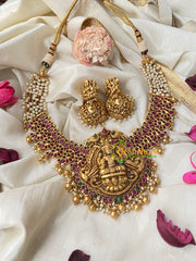Premium Cluster Pearl Lakshmi Maanga Short Neckpiece-G4483