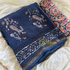 Blue Chanderi Handloom Saree -Paisley Art-VS1902