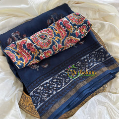 Blue Chanderi Handloom Saree -Paisley Art-VS1902