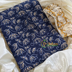Blue Chanderi Handloom Saree -Lotus-VS1904