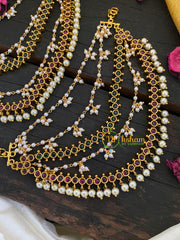 Red Green AD Stone 5 Layered maatil-Ear Chain-G5711