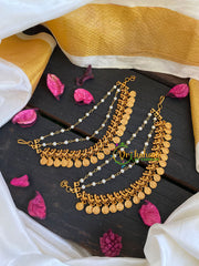 Lakshmi Coin Maatil with two layered pearl-Small-G5706