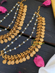 Lakshmi Coin Maatil with two layered pearl-Small-G5706