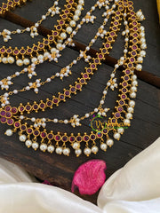 Red AD Stone 5 Layered maatil-Ear Chain-G5710