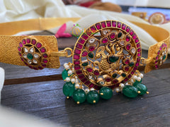 Precious Jadau Kundan Plain Hipbelt -Peacock-Adult's-J207