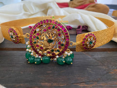 Precious Jadau Kundan Plain Hipbelt -Peacock-Adult's-J207