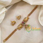 Premium AD Stone Choker Short Neckpiece-Elephants-G10673