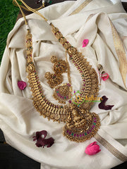 Premium Antique Temple Haram -AD Stone Layer Lakshmi haram-G4479