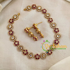 Premium Red White AD Stone Short Neckpiece-G10658