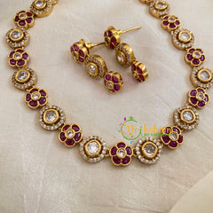 Premium Red White AD Stone Short Neckpiece-G10658