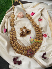 Premium Antique Temple Haram -AD Stone Layer Lakshmi haram-G4458