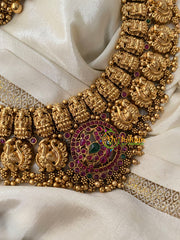 Premium Antique Temple Haram -AD Stone Layer Lakshmi haram-G4458