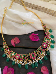 Kundan Jadau Hasli Choker -Green Bead -J217