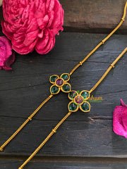 Premium Stone Pendant Anklets-Green Red  -G8974