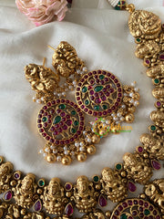 Premium Antique AD Stone Temple Lakshmi Short Neckpiece-G4465