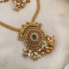 Addigai Gold Pendant Short Neckpiece-Gold bead and Pearl-G10649