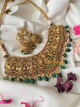Premium Lakshmi High Neck Choker -Green bead -G4586