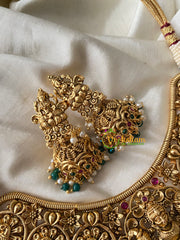 Premium Lakshmi High Neck Choker -Green bead -G4586
