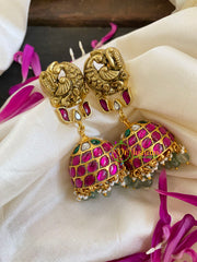 Precious Jadau Kundan Jhumkas -Peacock-J600