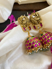 Precious Jadau Kundan Jhumkas -Peacock-J600