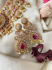 Premium AD Stone Lakshmi High Neck Choker-Red-G4590