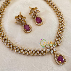 Premium Red AD Stone Short Neckpiece-G10652