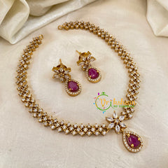 Premium Red AD Stone Short Neckpiece-G10652