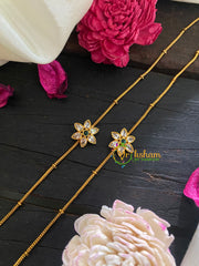 Premium Stone Pendant Anklets -White Green Sun Flower -G8976