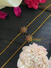 Premium Stone Pendant Anklets -Red Green Sunflower -G8977