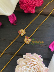 Premium Stone Pendant Anklets -White Red -Floral -G8979