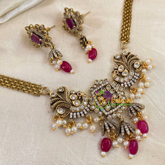 Premium Red AD Stone Choker Short Neckpiece-G10641-1