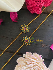 Premium Stone Pendant Anklets -Green Red- Petals-G8982