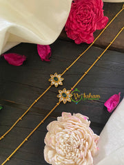 Premium Stone Pendant Anklets -White Green- Petals -G8983