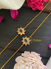 Premium Stone Pendant Anklets -White Green- Petals -G8983