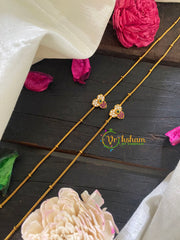 Premium Stone Pendant Anklets-White Red Green -Tri Petal -G8992