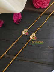 Premium Stone Pendant Anklets-White Red Green -Tri Petal -G8992