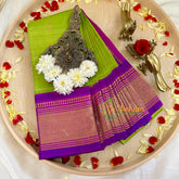 Parrot Green Thiribhuvanam Silk Saree -Pure Silk -VS1280